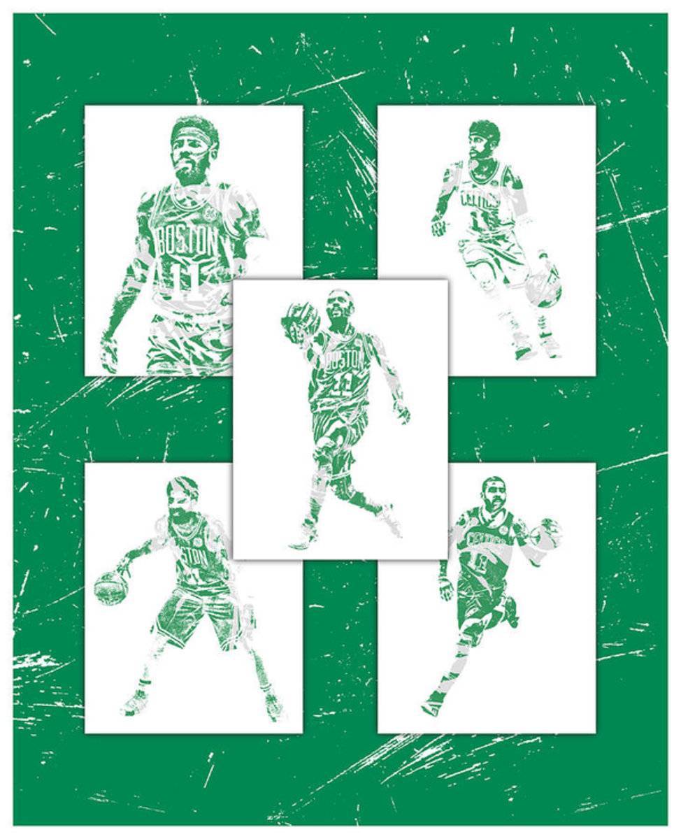 Kyrie Irving Boston Celtics Panel Pixel Art 1 - Poster | Canvas Wall Art Print