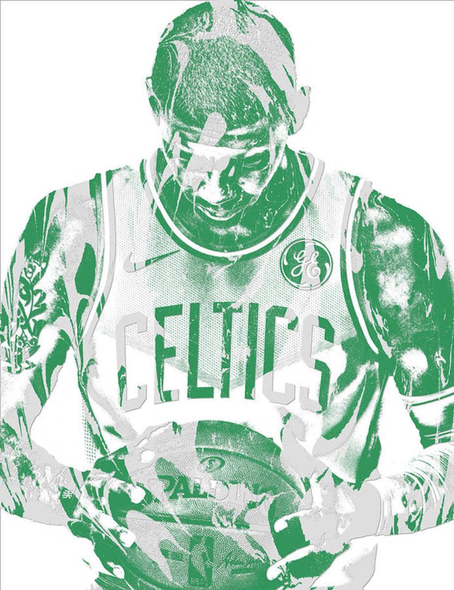 Kyrie Irving Boston Celtics Pixel Art 5 - Poster | Canvas Wall Art Print