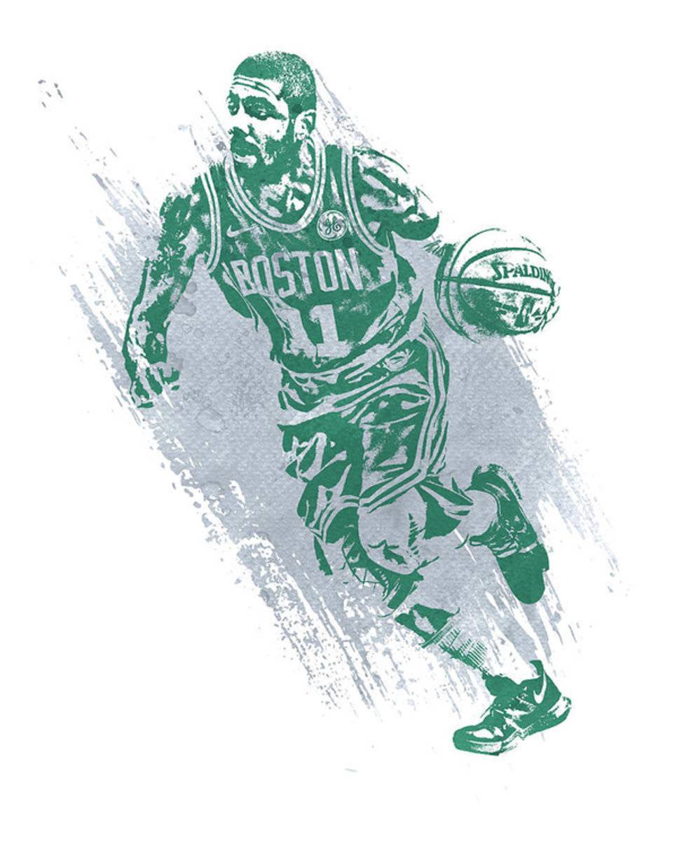 Kyrie Irving Boston Celtics Water Color Art 2 - Poster | Canvas Wall Art Print