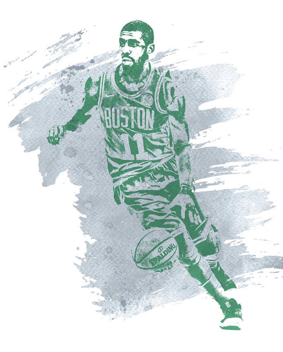 Kyrie Irving Boston Celtics Water Color Art 3 - Poster | Canvas Wall Art Print