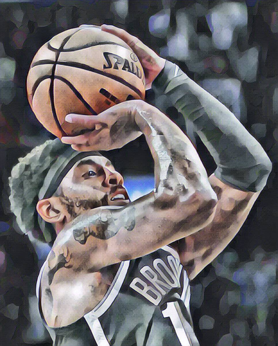 Kyrie Irving Brooklyn Nets Abstract Art 1 - Poster | Canvas Wall Art Print