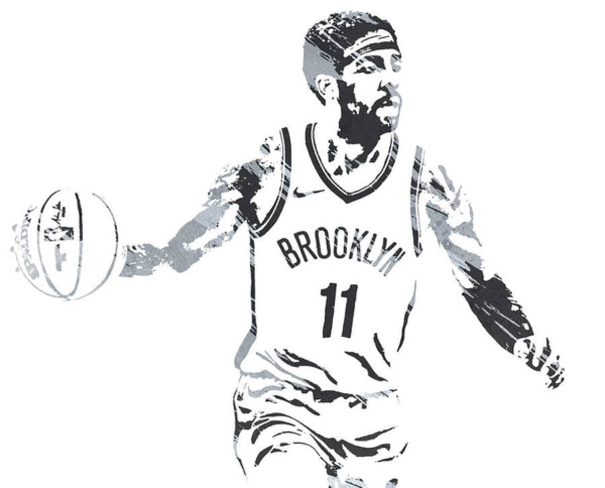 Kyrie Irving Brooklyn Nets Watercolor Strokes Pixel Art 1 - Poster | Canvas Wall Art Print