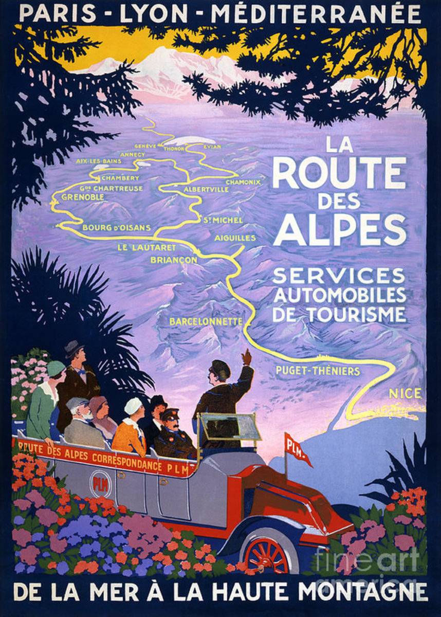 La Route Des Alpes Vintage Travel - Poster | Canvas Wall Art Print