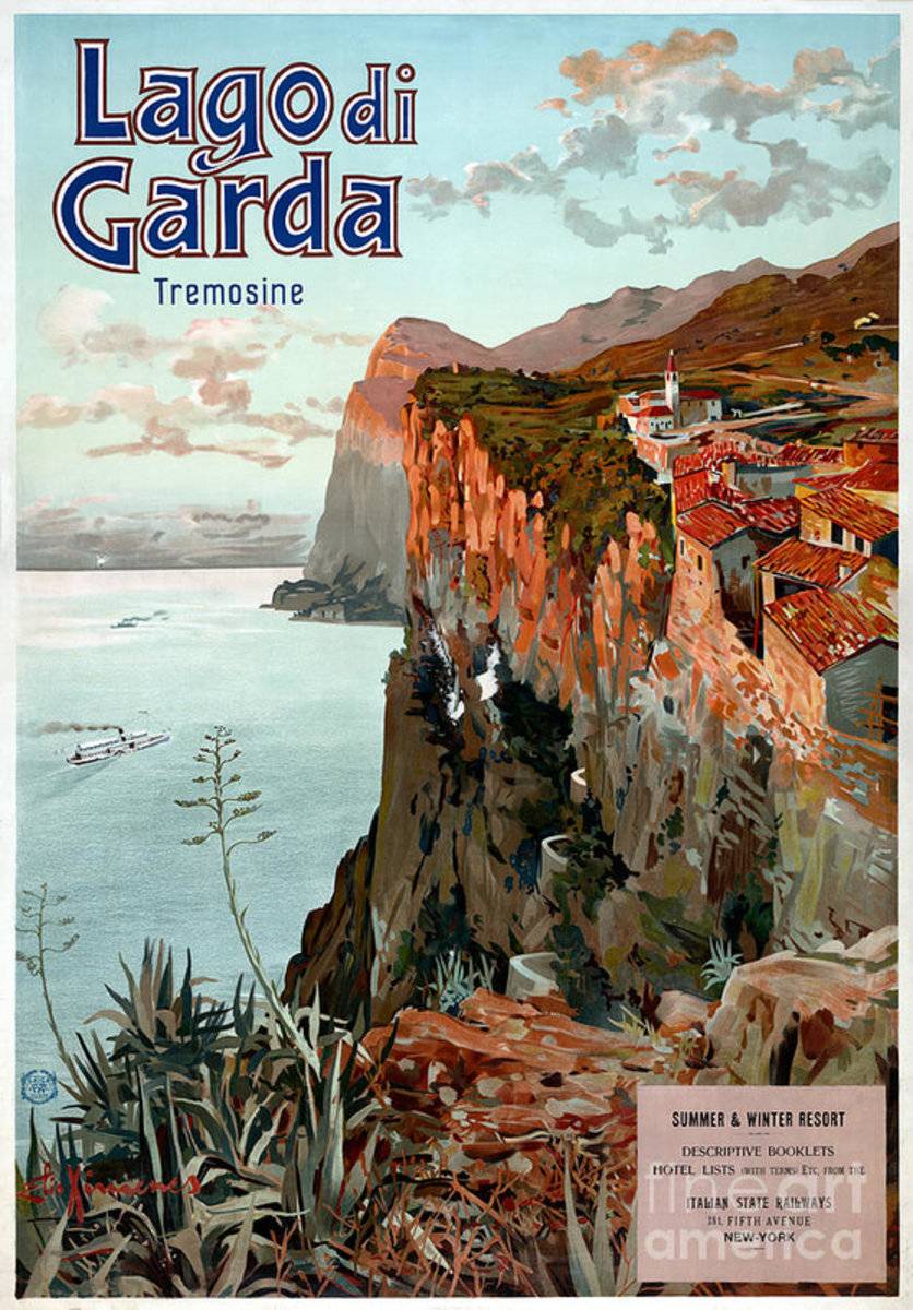 Lago Di Garda Lake Garda Vintage - Poster | Canvas Wall Art Print
