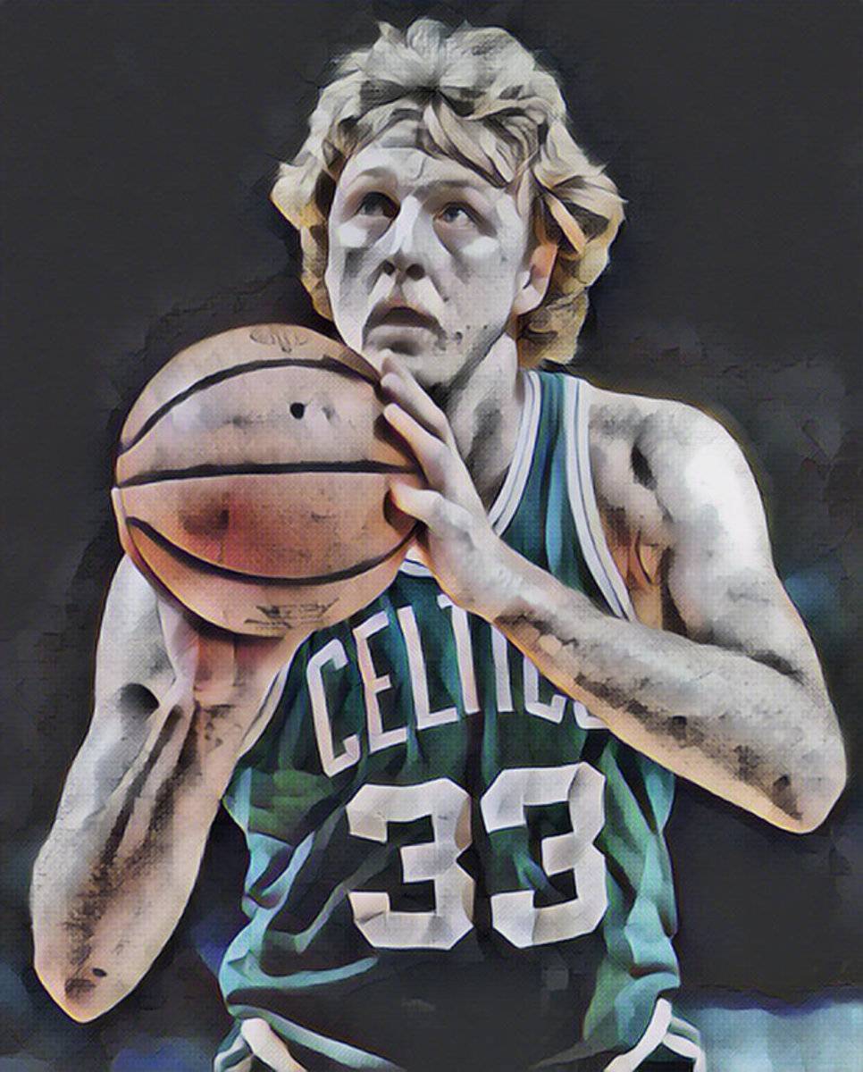 Larry Bird Boston Celtics Abstract Art 1 - Poster | Canvas Wall Art Print