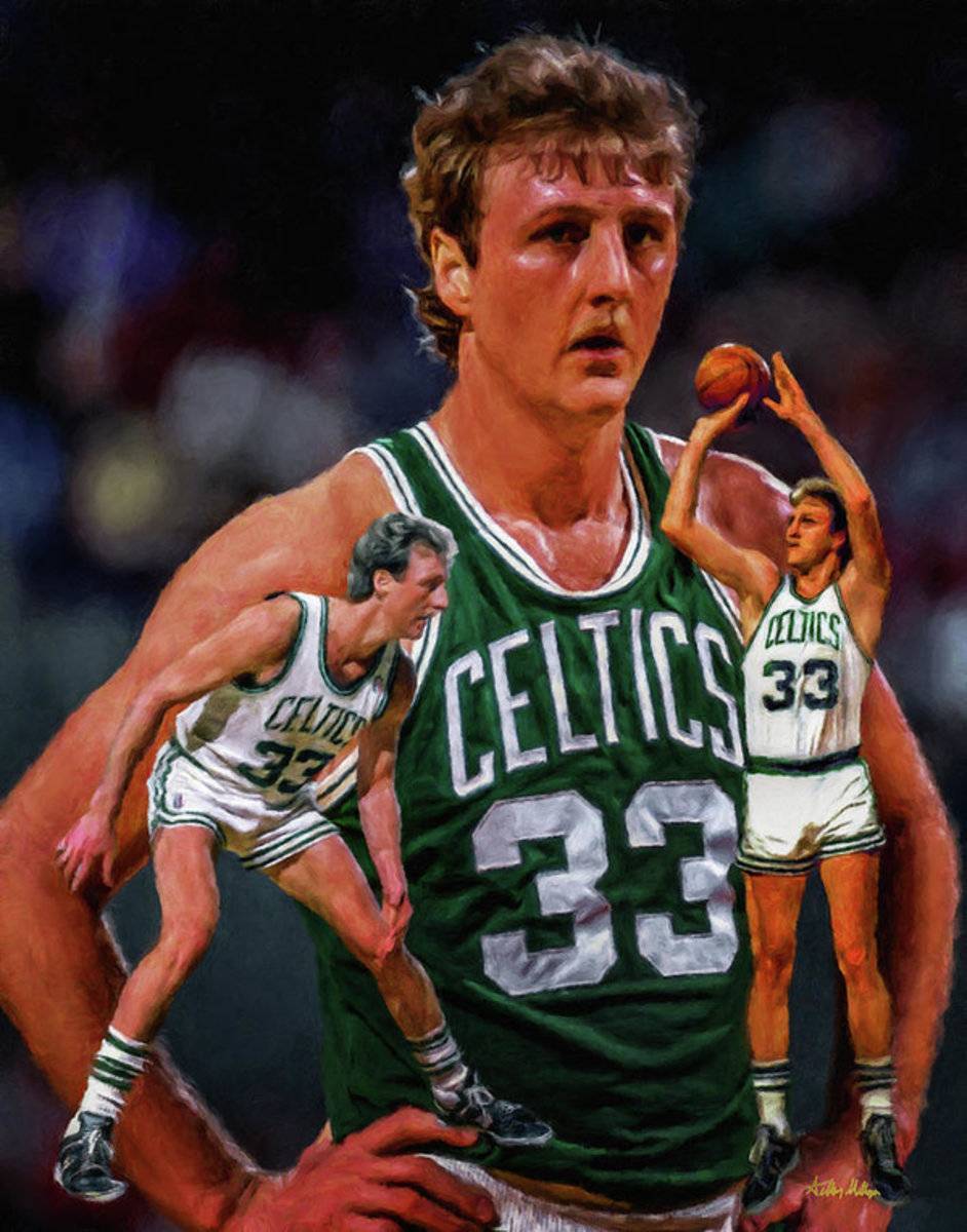 Larry Bird Boston Celtics Boston Garden Nba Basketball Art Collage - Poster | Canvas Wall Art Print