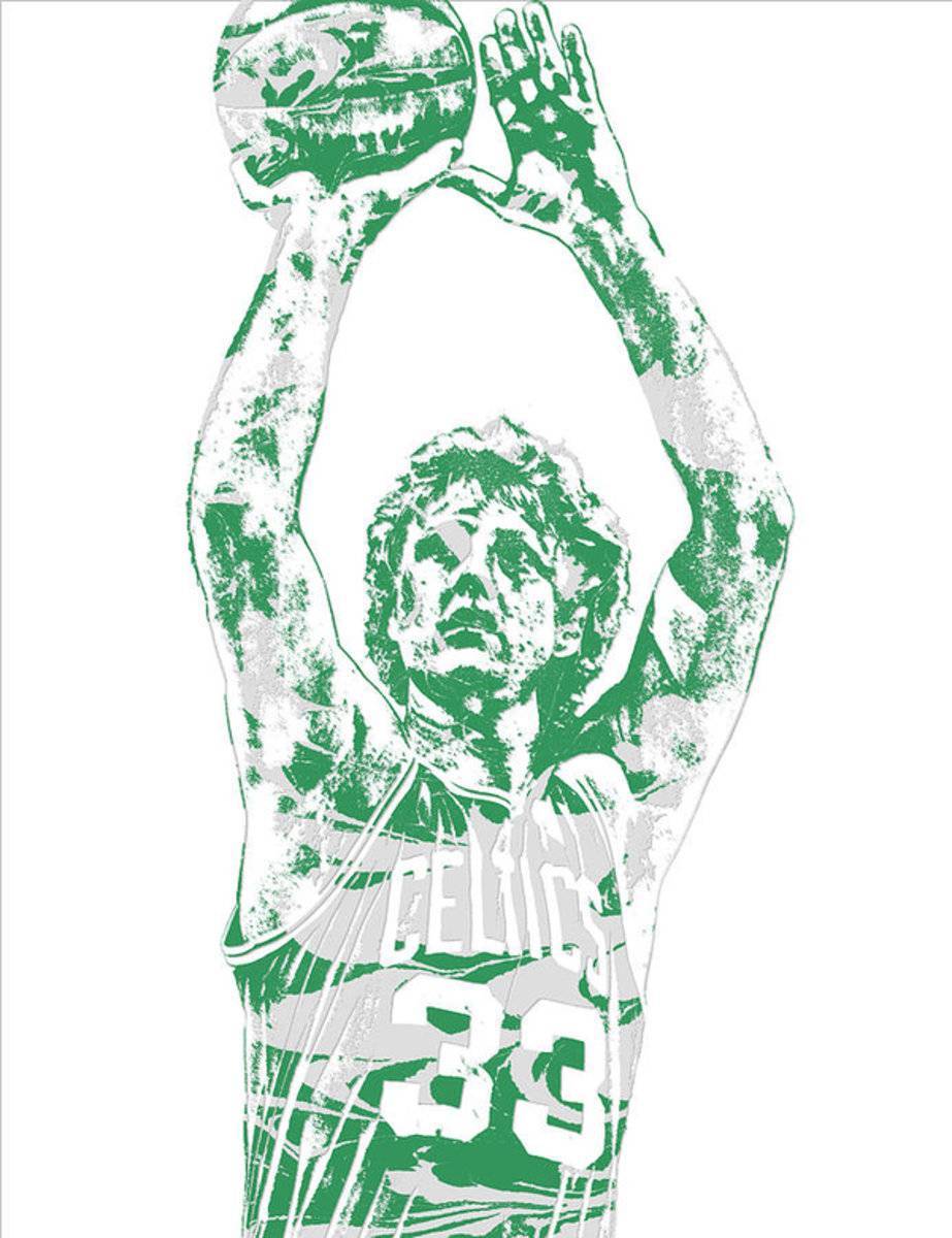 Larry Bird Boston Celtics Pixel Art 5 - Poster | Canvas Wall Art Print