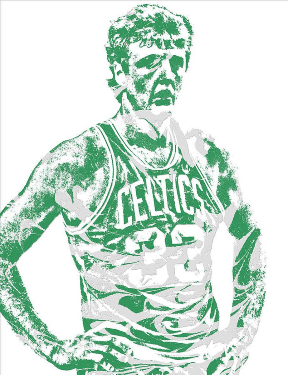 Larry Bird Boston Celtics Pixel Art 6 - Poster | Canvas Wall Art Print