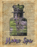 Lavender Bath Salts Old Book Page Vintage Illustration - Poster | Canvas Wall Art Print