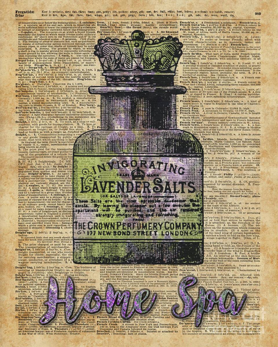 Lavender Bath Salts Old Book Page Vintage Illustration - Poster | Canvas Wall Art Print
