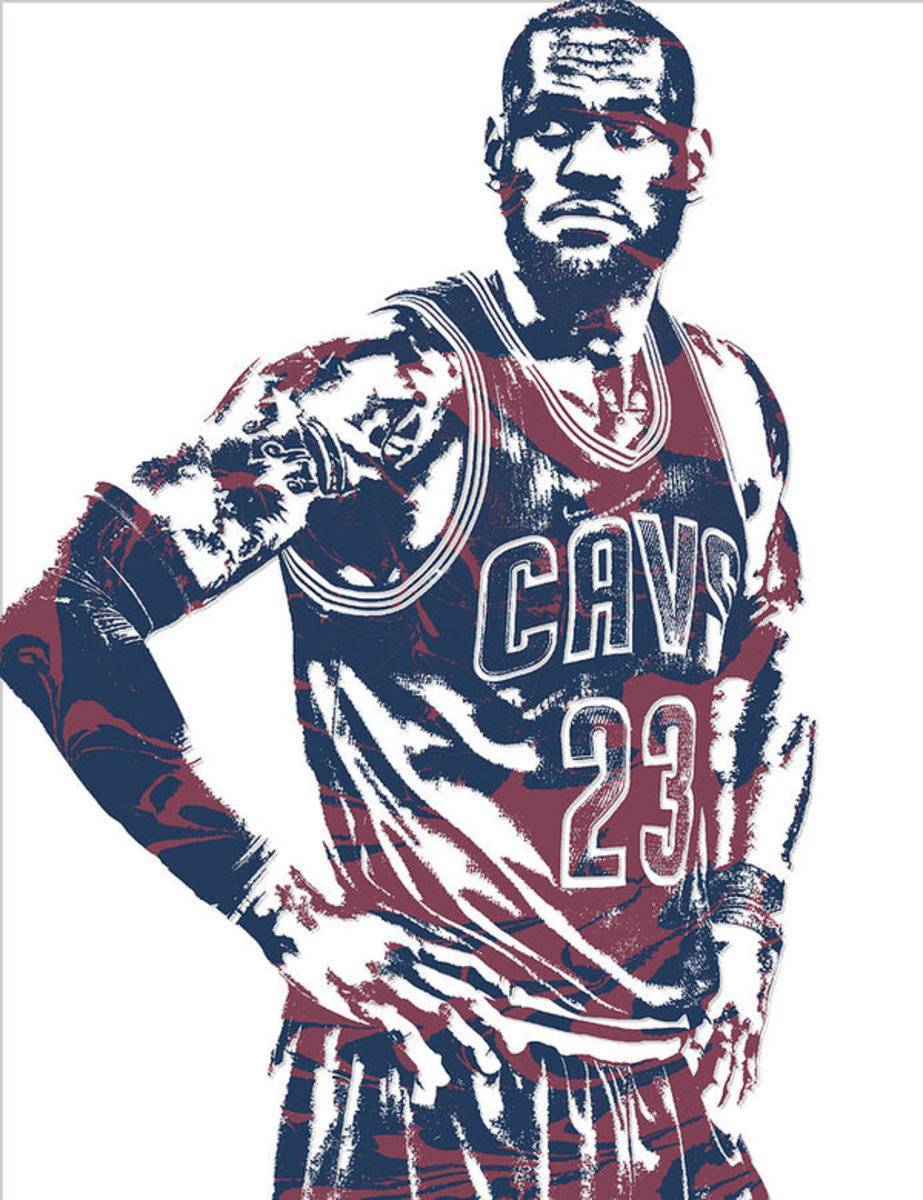 Lebron James Cleveland Cavaliers Pixel Art 25 - Poster | Canvas Wall Art Print