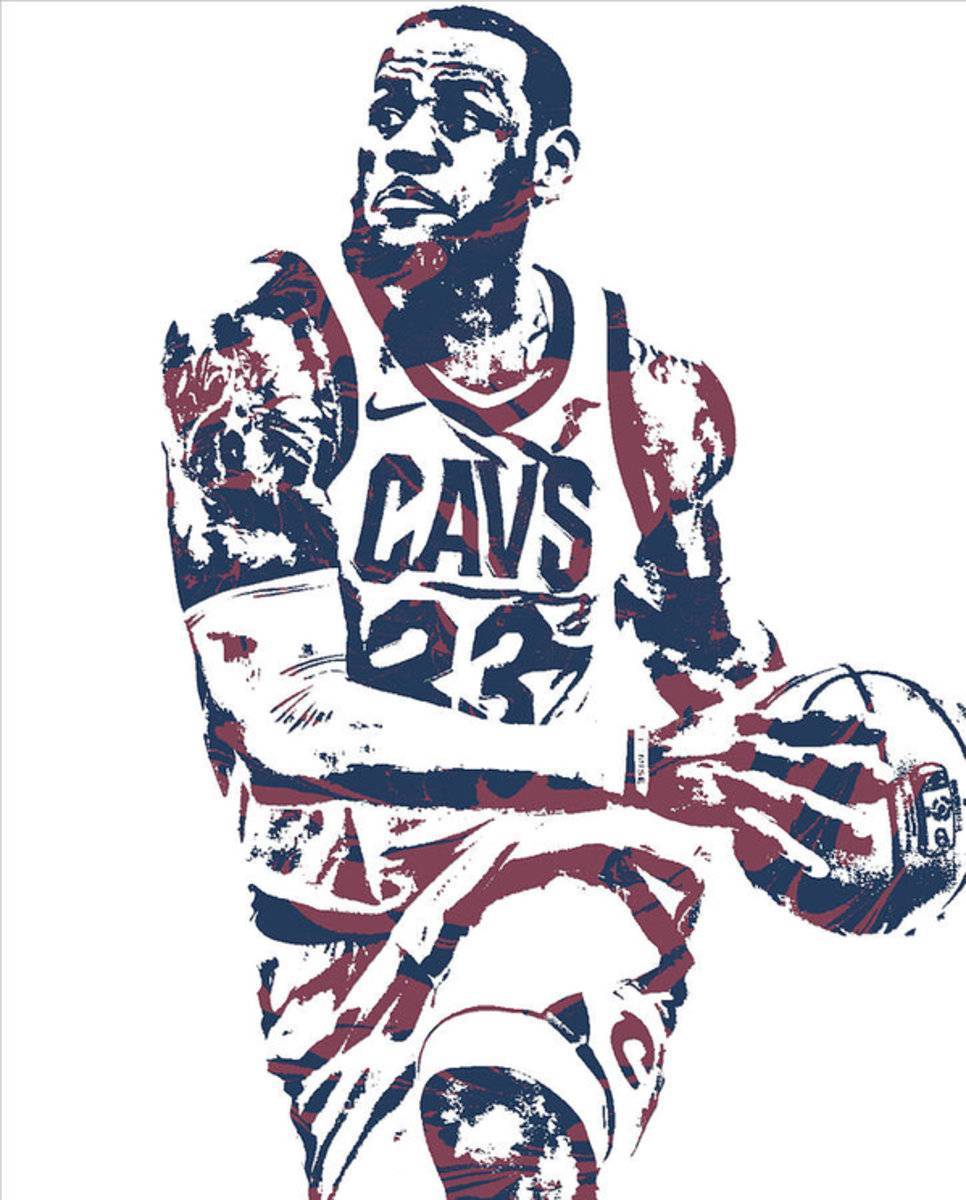 Lebron James Cleveland Cavaliers Pixel Art 50 - Poster | Canvas Wall Art Print