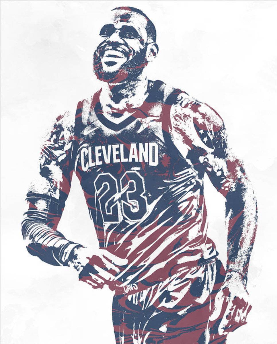 Lebron James Cleveland Cavaliers Pixel Art 60 - Poster | Canvas Wall Art Print