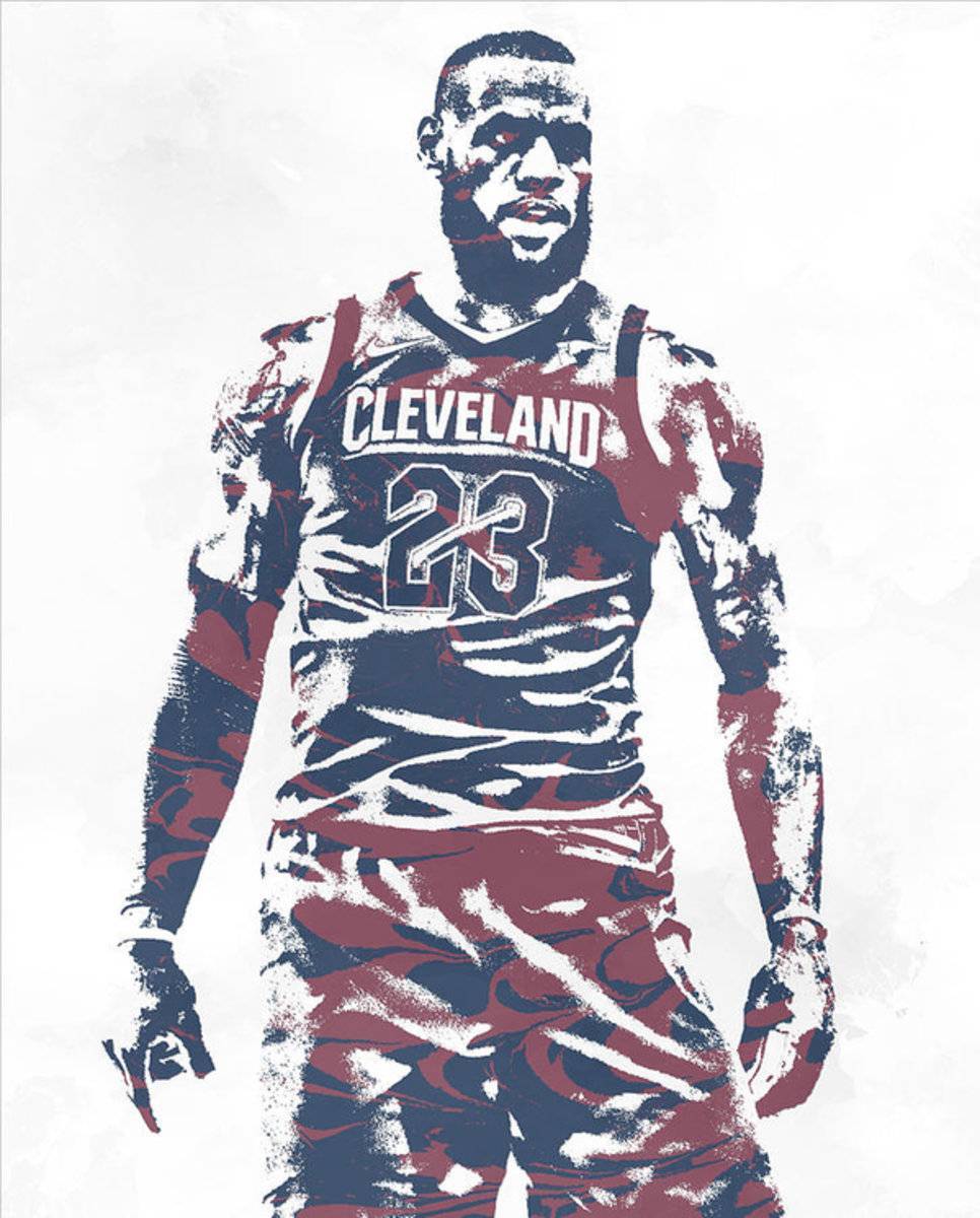 Lebron James Cleveland Cavaliers Pixel Art 61 - Poster | Canvas Wall Art Print