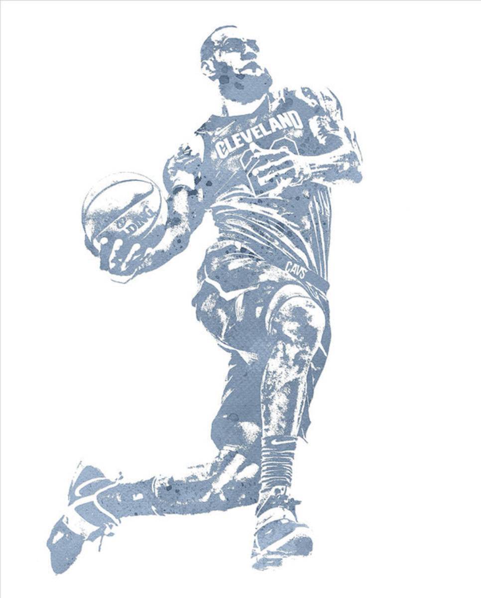 Lebron James Cleveland Cavaliers Water Color Pixel Art 20 - Poster | Canvas Wall Art Print