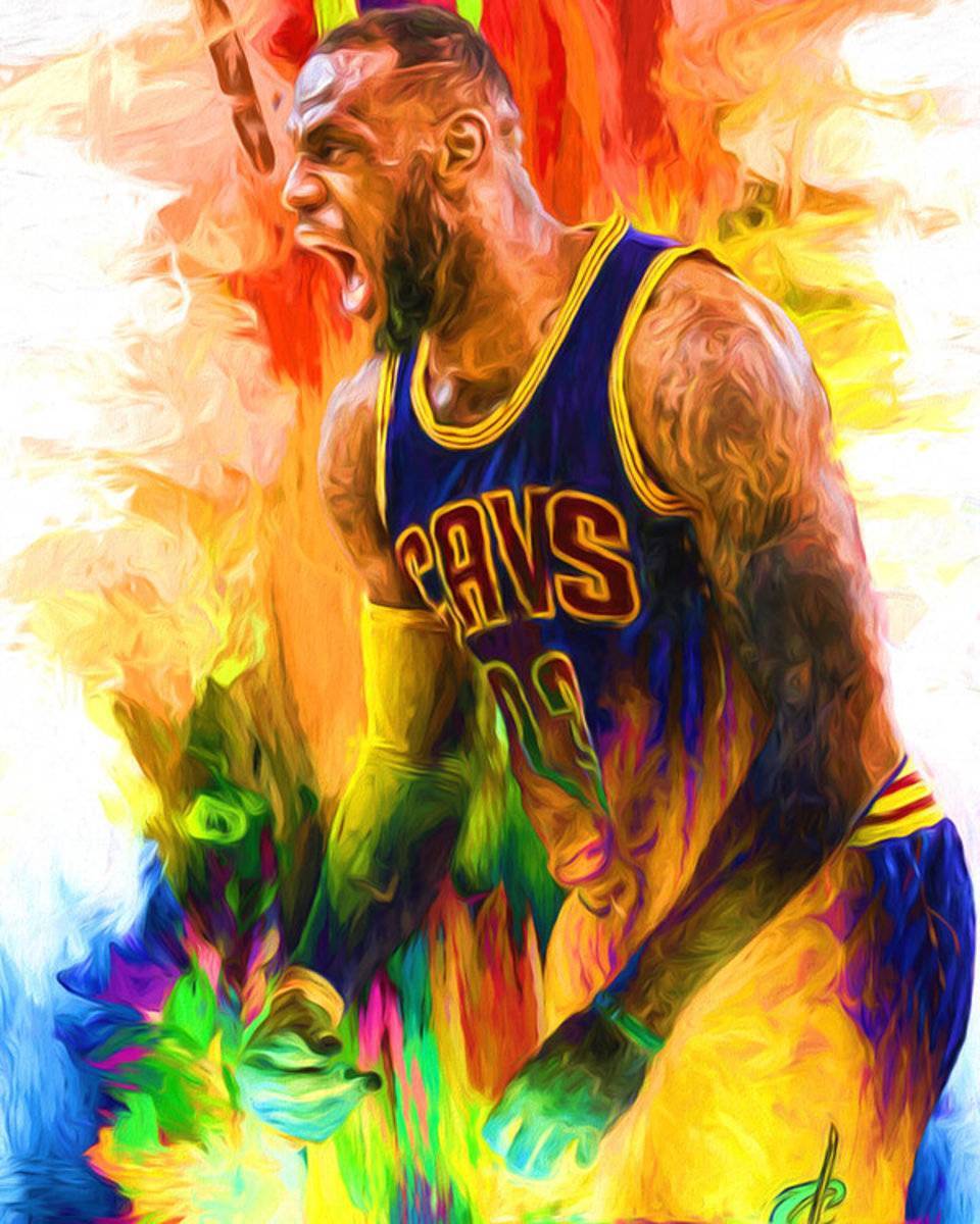 Lebron James Cleveland Cavs Digital Painting 2 - Poster | Canvas Wall Art Print