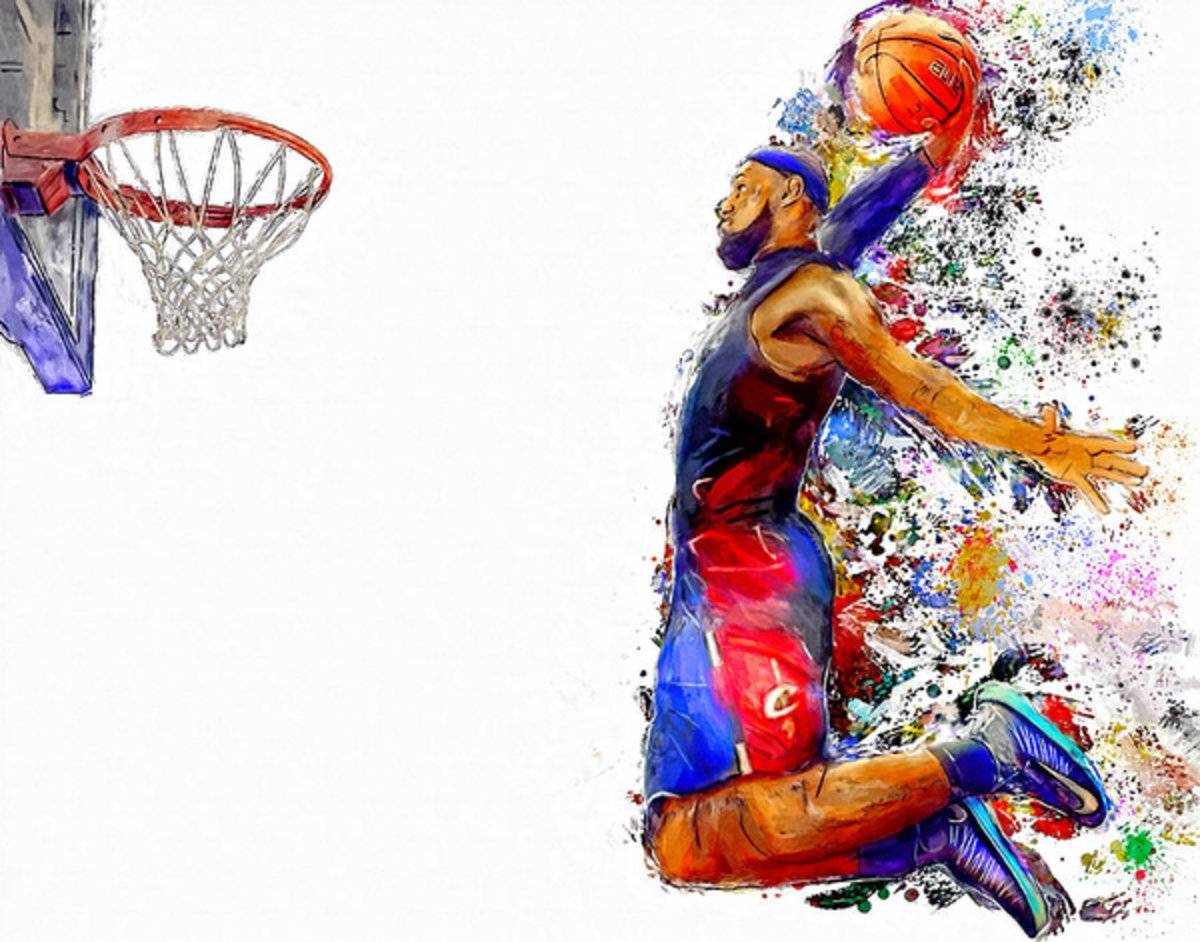 Lebron James Dunk In Color Painting - Poster | Canvas Wall Art Print