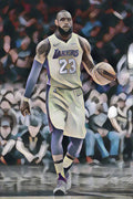 Lebron James Los Angeles Lakers Abstract Art 1 - Poster | Canvas Wall Art Print