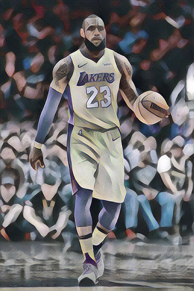 Lebron James Los Angeles Lakers Abstract Art 1 - Poster | Canvas Wall Art Print