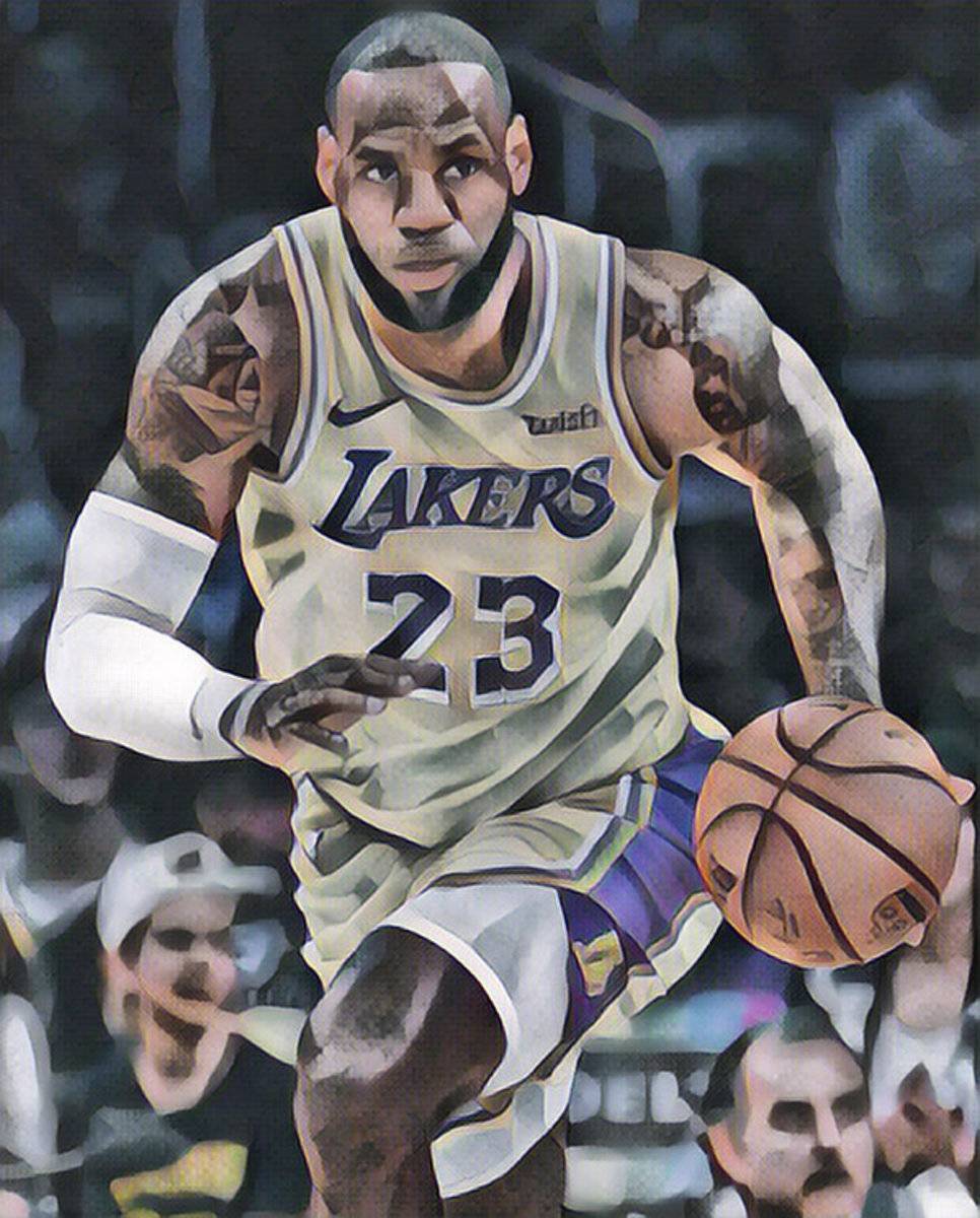 Lebron James Los Angeles Lakers Abstract Art 15 - Poster | Canvas Wall Art Print
