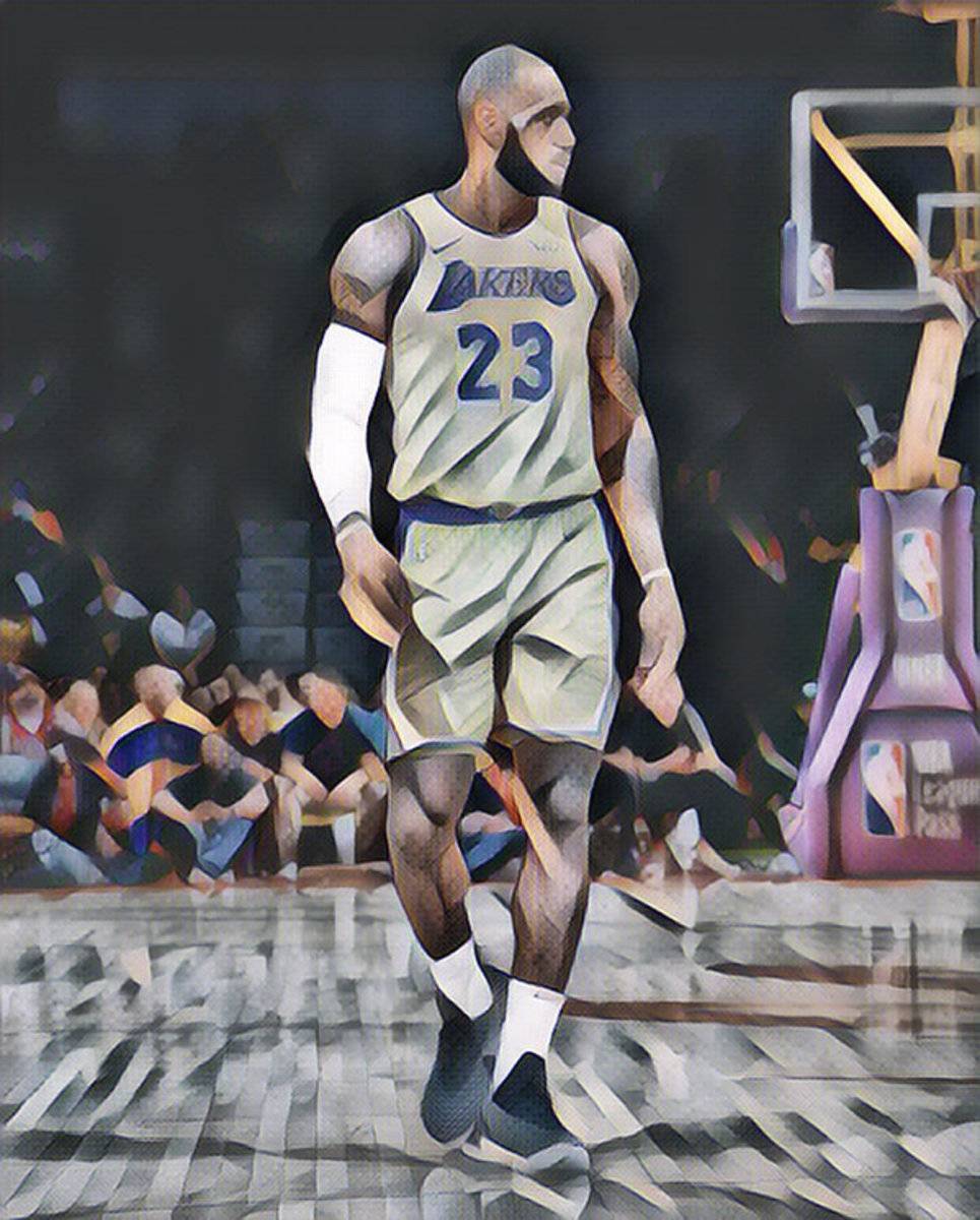 Lebron James Los Angeles Lakers Abstract Art 2 - Poster | Canvas Wall Art Print