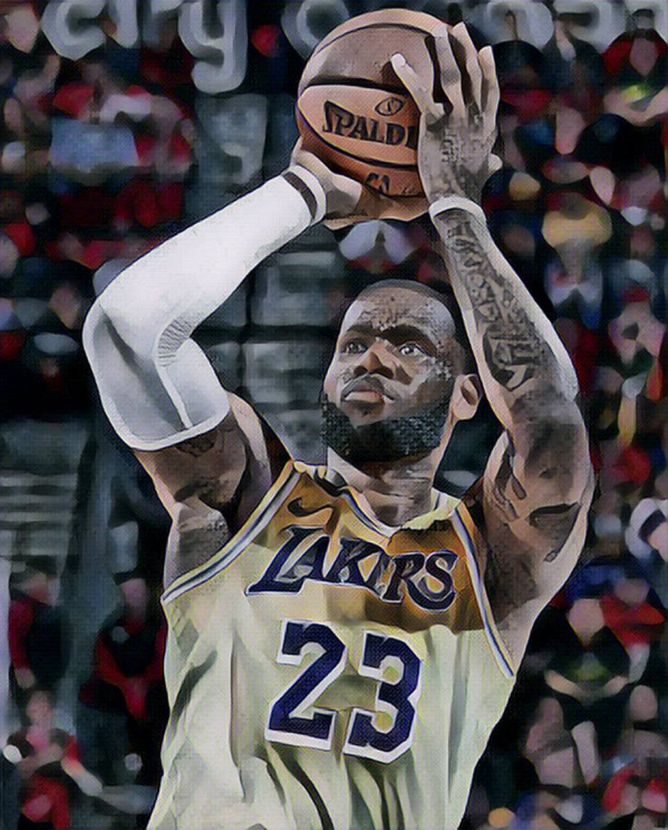 Lebron James Los Angeles Lakers Abstract Art 55 - Poster | Canvas Wall Art Print