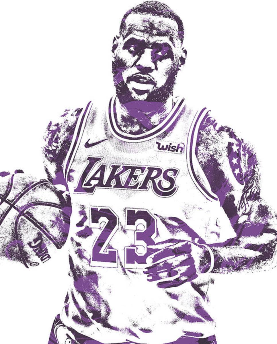 Lebron James Los Angeles Lakers Pixel Art 200 - Poster | Canvas Wall Art Print
