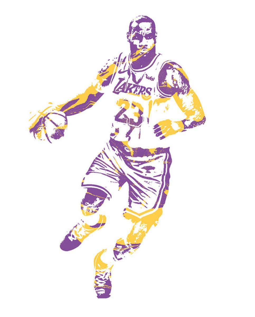 Lebron James Los Angeles Lakers Pixel Art 3 - Poster | Canvas Wall Art Print