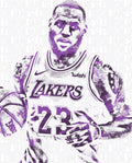 Lebron James Los Angeles Lakers Pixel Art 78 - Poster | Canvas Wall Art Print