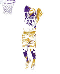 Lebron James Los Angeles Lakers Strokes Pixel Art 3 - Poster | Canvas Wall Art Print