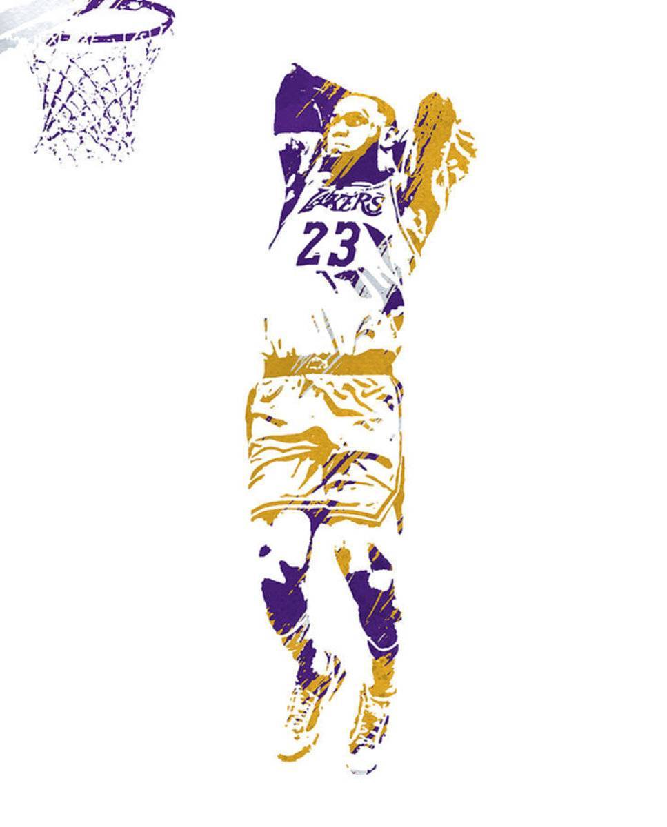 Lebron James Los Angeles Lakers Strokes Pixel Art 3 - Poster | Canvas Wall Art Print