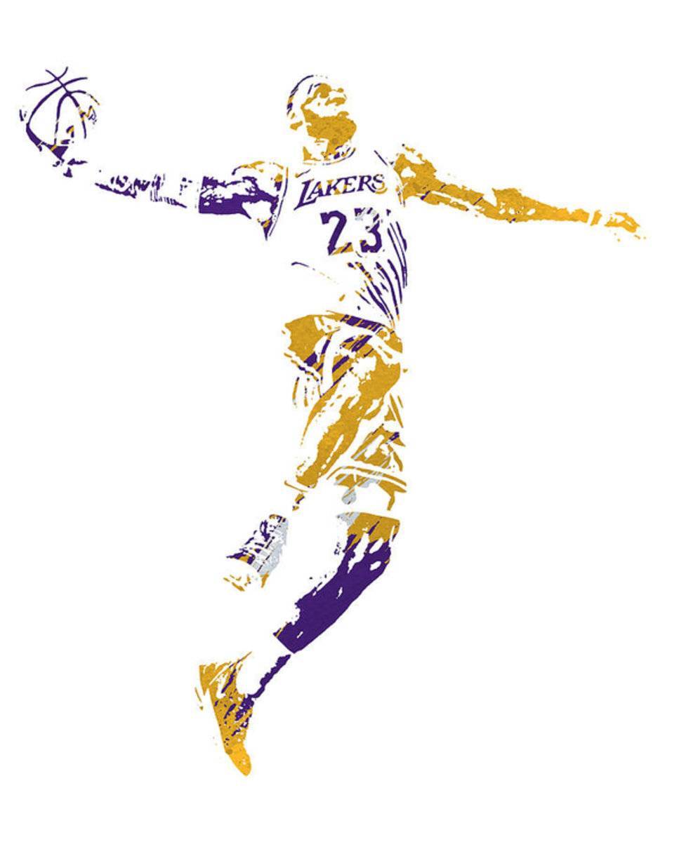 Lebron James Los Angeles Lakers Strokes Pixel Art 4 - Poster | Canvas Wall Art Print