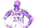 Lebron James Los Angeles Lakers Water Color Pixel Art 2 - Poster | Canvas Wall Art Print