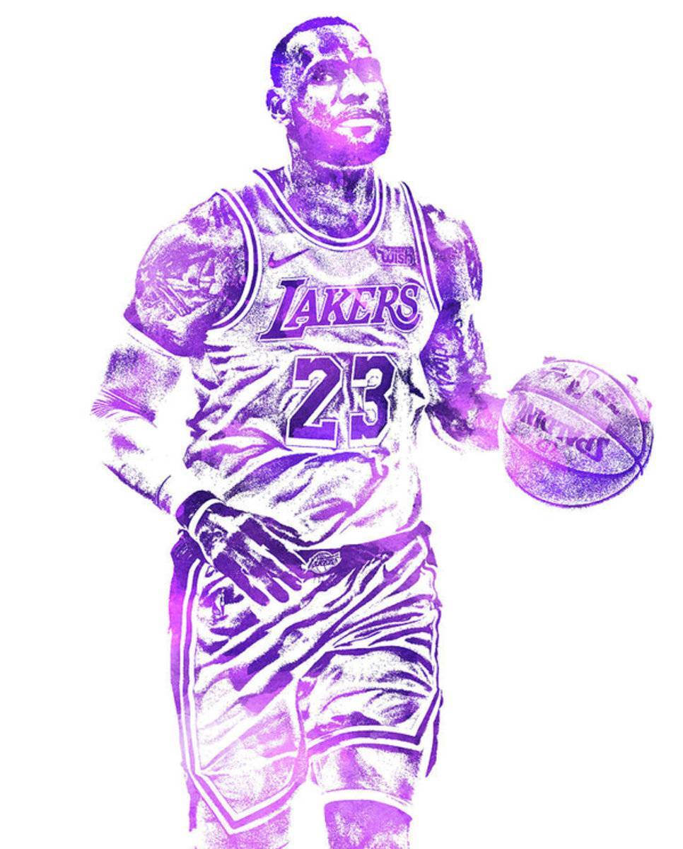 Lebron James Los Angeles Lakers Water Color Pixel Art 31 - Poster | Canvas Wall Art Print