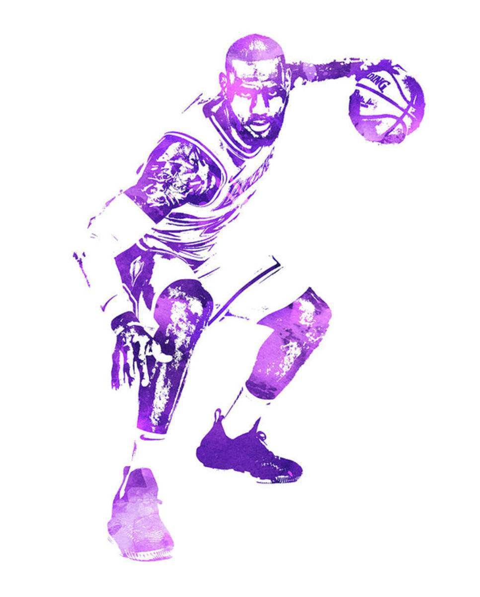 Lebron James Los Angeles Lakers Water Color Pixel Art 32 - Poster | Canvas Wall Art Print