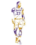 Lebron James Los Angeles Lakers Watercolor Strokes Pixel Art 1 - Poster | Canvas Wall Art Print