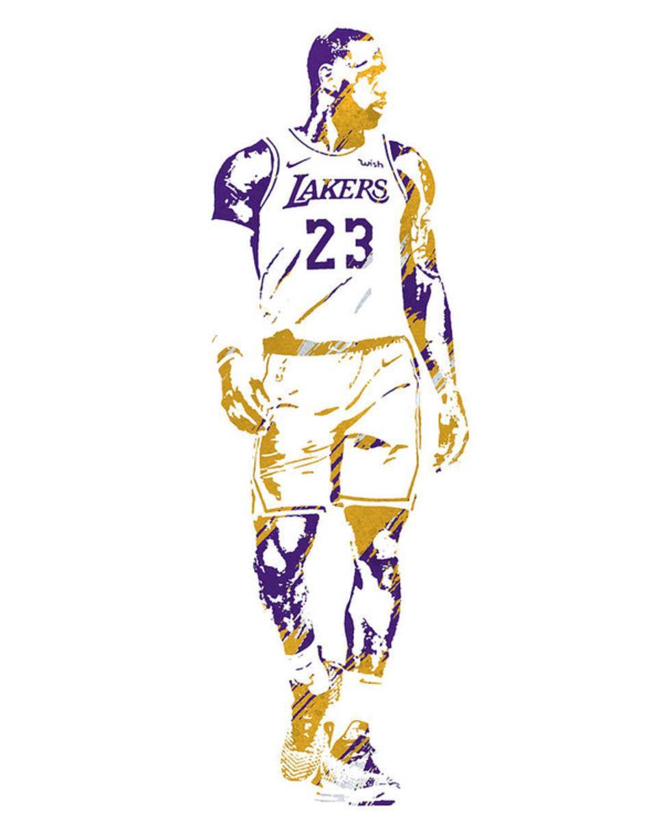 Lebron James Los Angeles Lakers Watercolor Strokes Pixel Art 1 - Poster | Canvas Wall Art Print