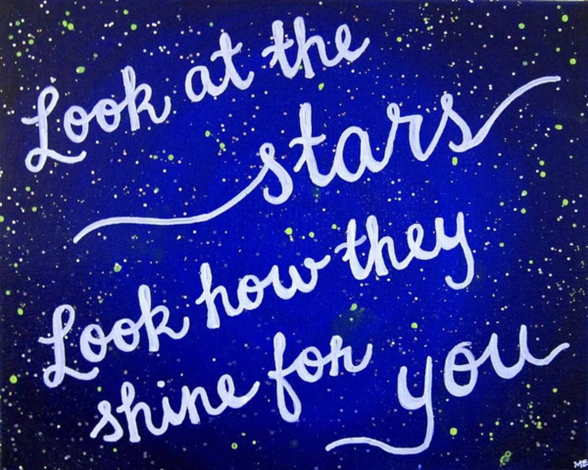 Look At The Stars Quote Painting - Poster | Canvas Wall Art Print