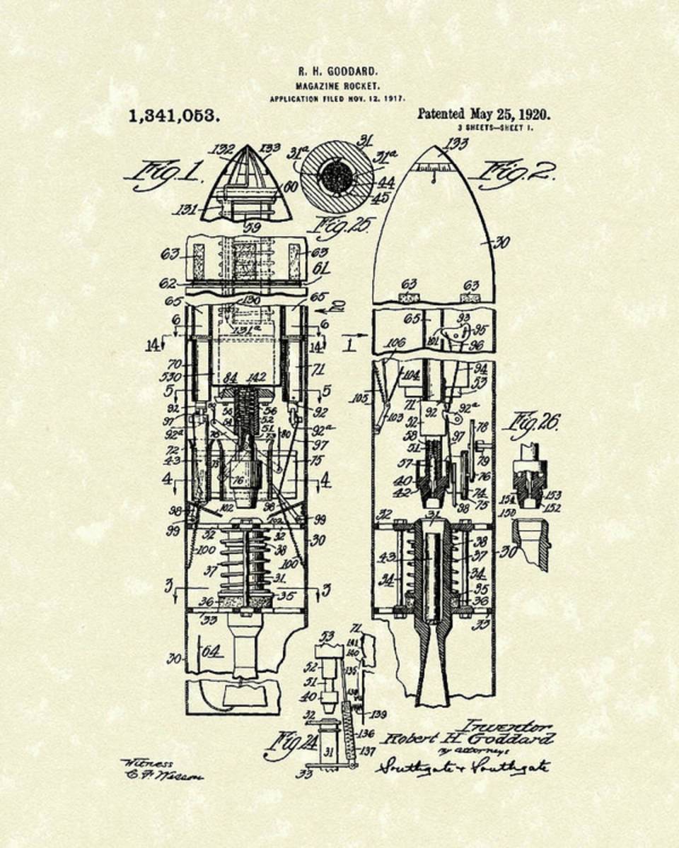 Magazine Rocket 1920 Patent Art - Poster | Canvas Wall Art Print
