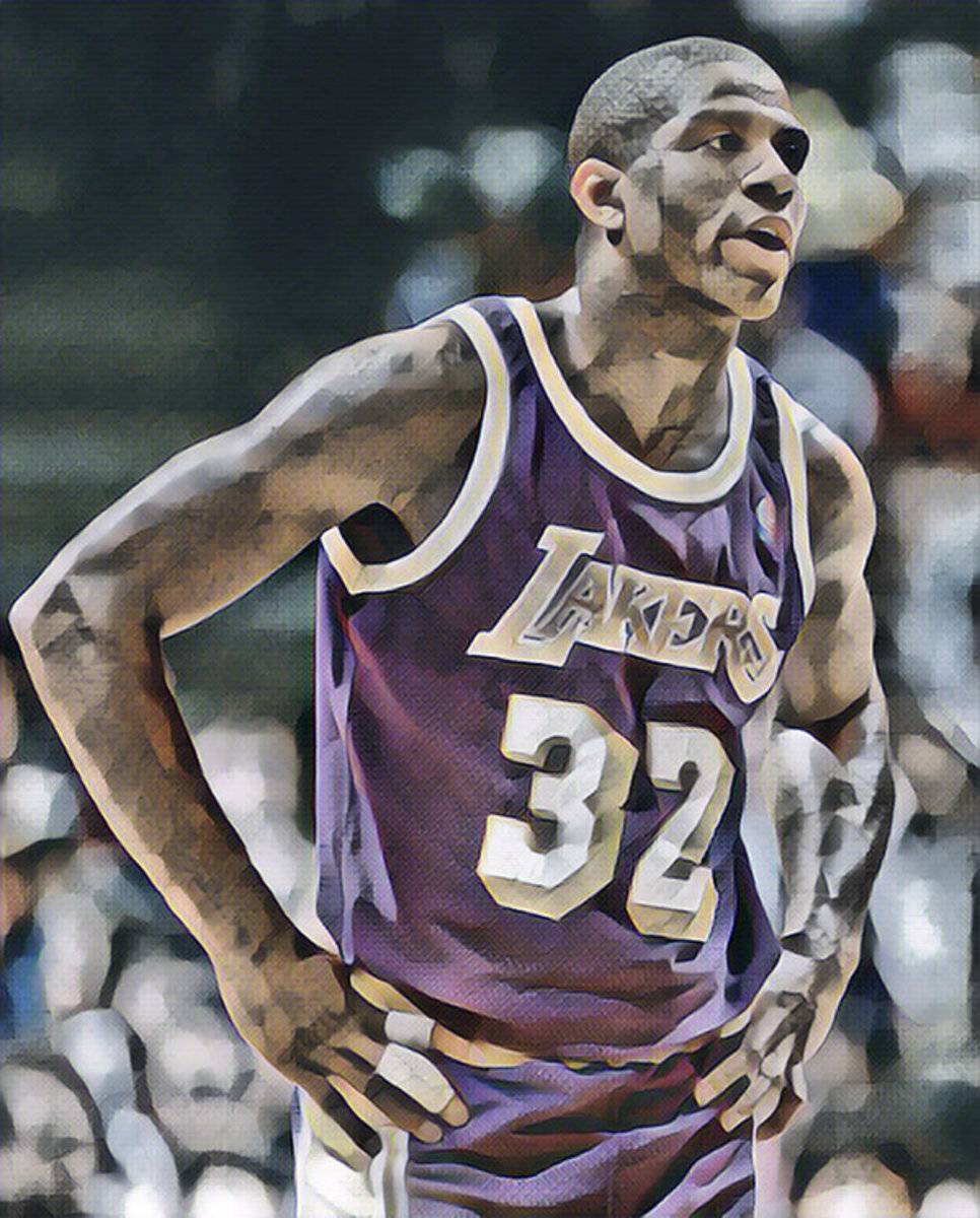 Magic Johnson Los Angeles Lakers Abstract Art - Poster | Canvas Wall Art Print