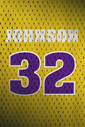 Magic Johnson Los Angeles Lakers Number 32 Retro Vintage Jersey Closeup Graphic Design - Poster | Canvas Wall Art Print