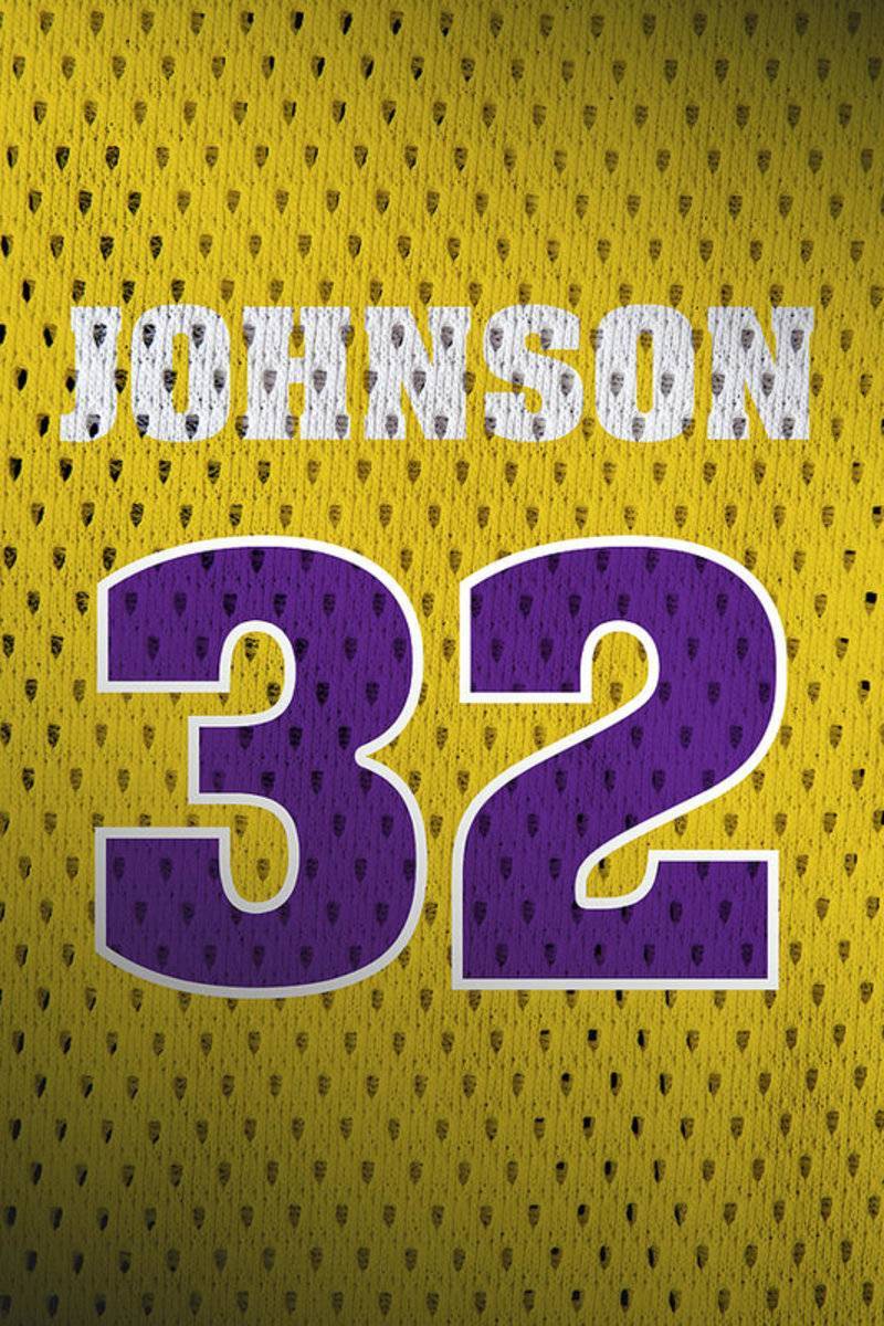 Magic Johnson Los Angeles Lakers Number 32 Retro Vintage Jersey Closeup Graphic Design - Poster | Canvas Wall Art Print
