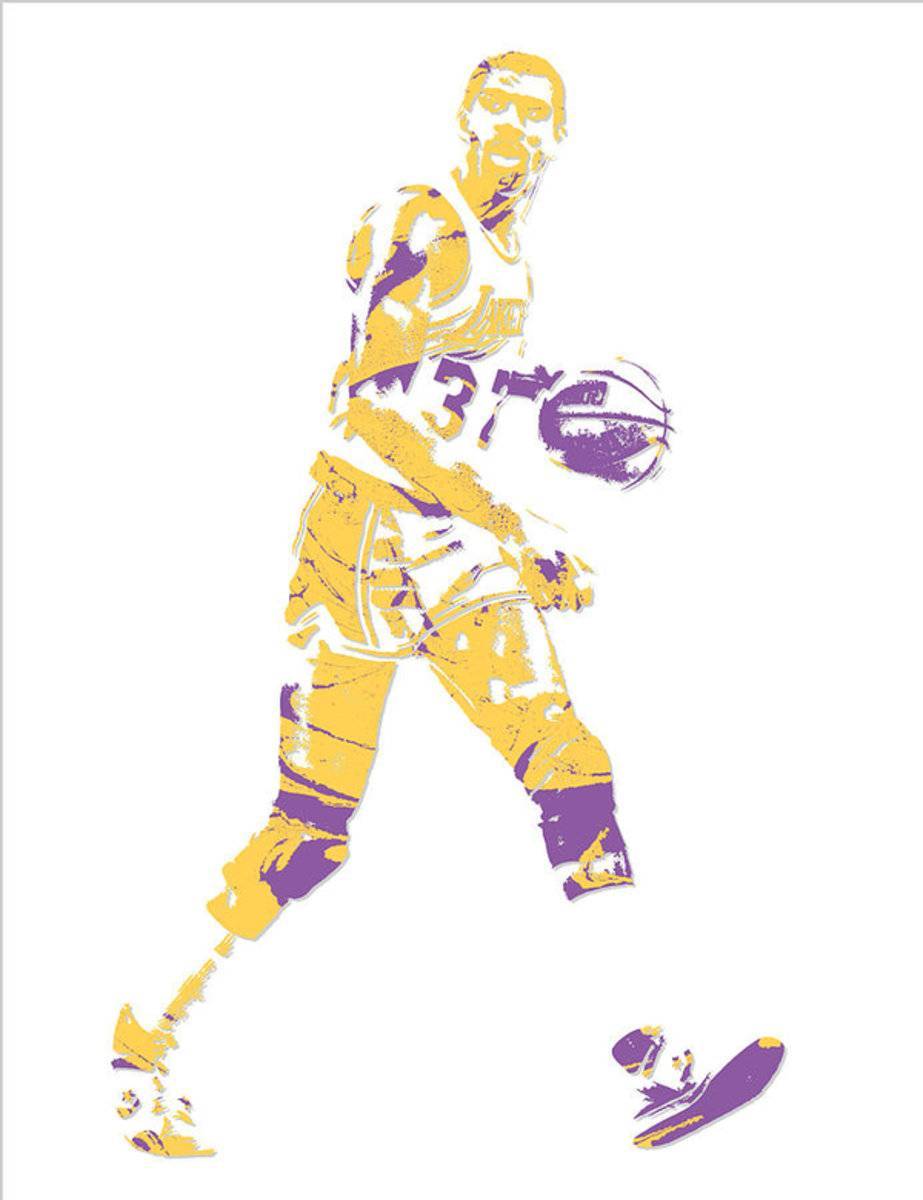 Magic Johnson Los Angeles Lakers Pixel Art 5 - Poster | Canvas Wall Art Print