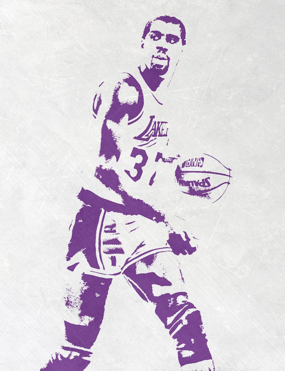 Magic Johnson Los Angeles Lakers Pixel Art - Poster | Canvas Wall Art Print