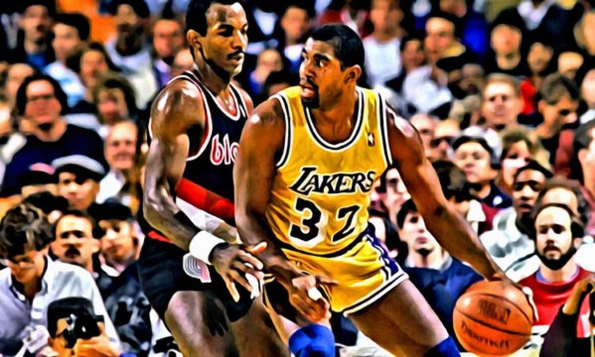 Magic Johnson Vs Clyde Drexler - Poster | Canvas Wall Art Print