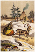 Man Riding Reindeer-Drawn Sleigh - Poster | Canvas Wall Art Print