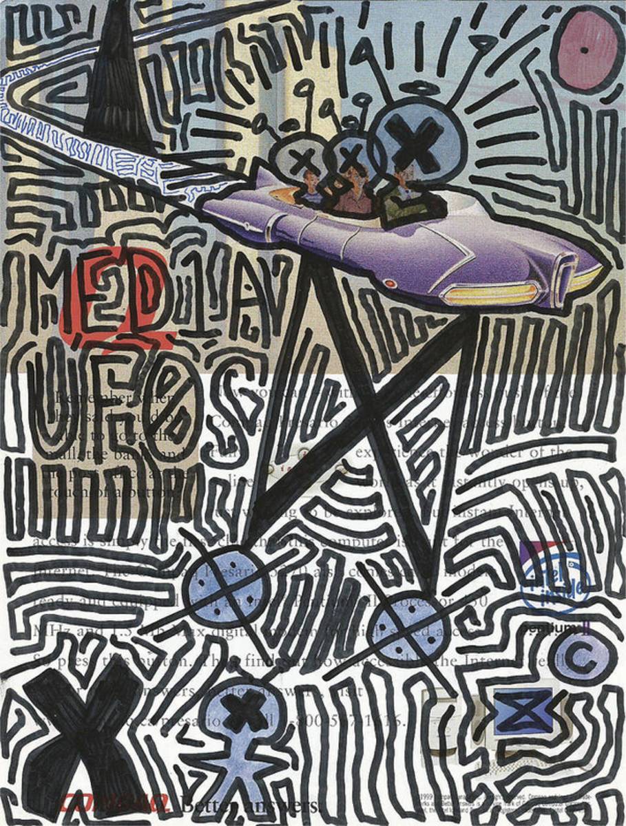 Med1A Uf0S Flying In Mothership - Poster | Canvas Wall Art Print