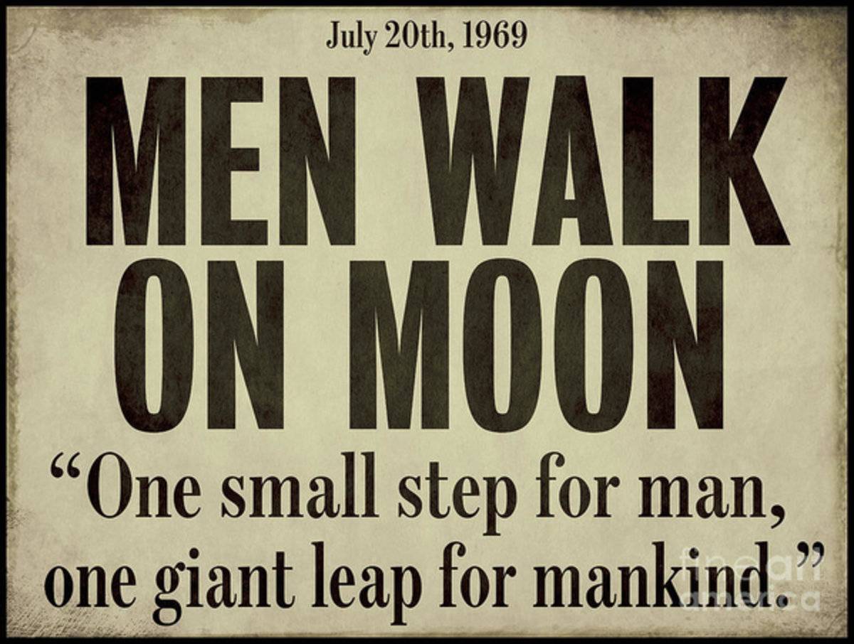 Men Walk On Moon Newspaper - Poster | Canvas Wall Art Print