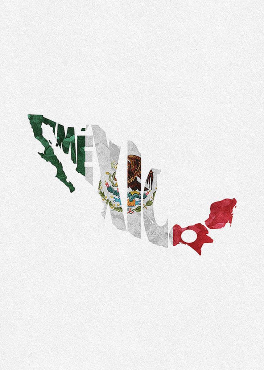 Mexico Typographic Map Flag - Poster | Canvas Wall Art Print