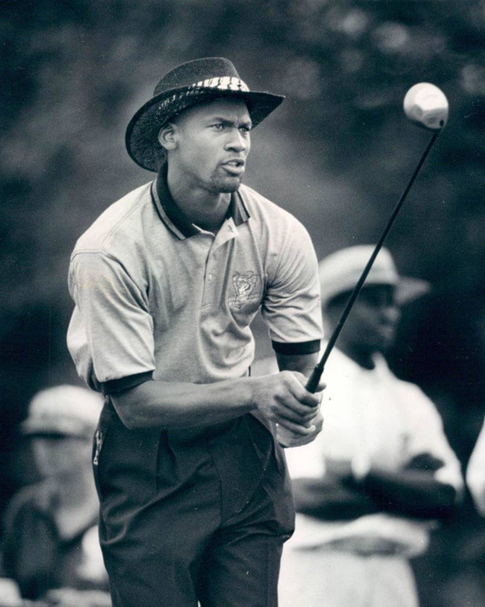 Michael Jordan Looks At Golf Shot - Poster | Canvas Wall Art Print